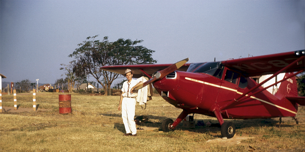 The first plane taken overseas was a four-seater 1947 Stinson Voyager used to extend the gospel.